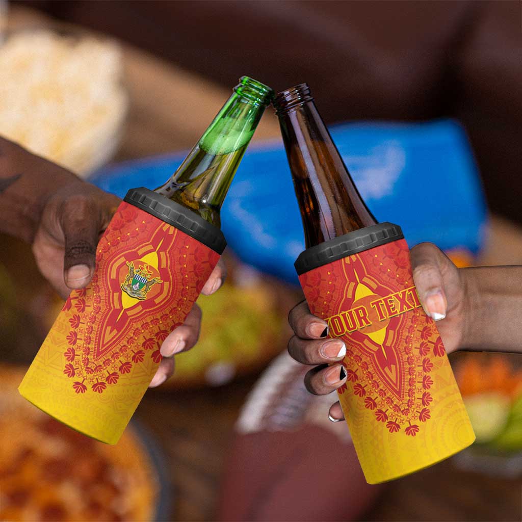 Personalized Afro Zimbabwe 4 in 1 Can Cooler Tumbler African Dashiki Style - African Pride