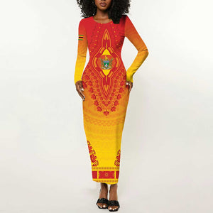 Personalized Afro Zimbabwe Long Sleeve Bodycon Dress African Dashiki Style - African Pride