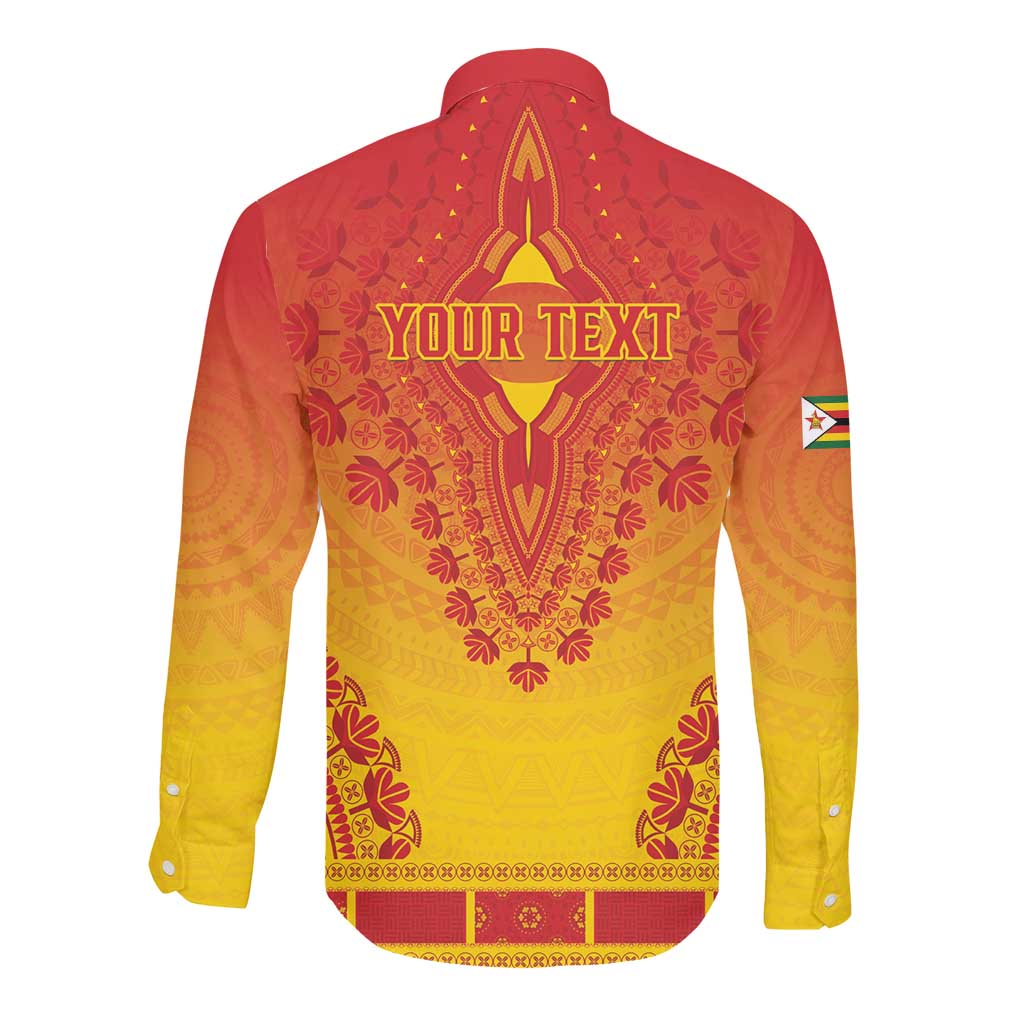 Personalized Afro Zimbabwe Long Sleeve Button Shirt African Dashiki Style - African Pride