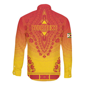 Personalized Afro Zimbabwe Long Sleeve Button Shirt African Dashiki Style - African Pride