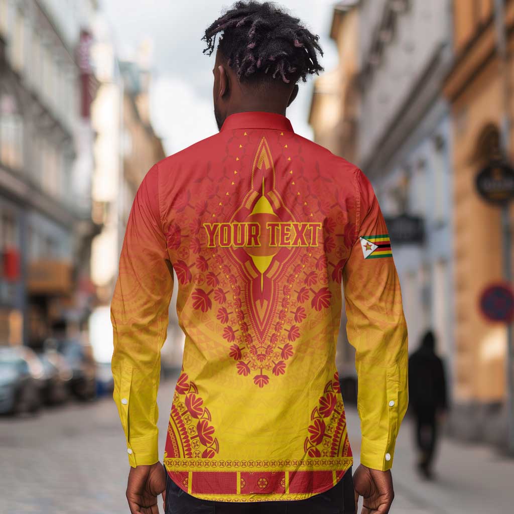 Personalized Afro Zimbabwe Long Sleeve Button Shirt African Dashiki Style - African Pride
