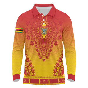 Personalized Afro Zimbabwe Long Sleeve Polo Shirt African Dashiki Style - African Pride