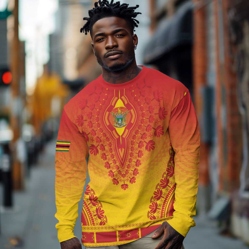 Personalized Afro Zimbabwe Long Sleeve Shirt African Dashiki Style - African Pride