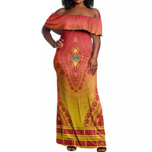 Personalized Afro Zimbabwe Off Shoulder Maxi Dress African Dashiki Style - African Pride