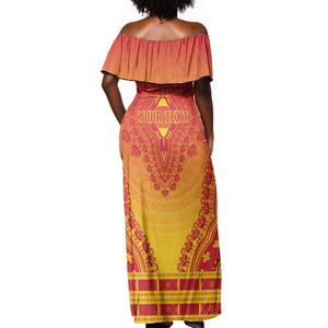 Personalized Afro Zimbabwe Off Shoulder Maxi Dress African Dashiki Style - African Pride