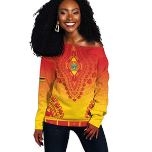 Personalized Afro Zimbabwe Off Shoulder Sweater African Dashiki Style - African Pride