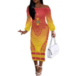 Personalized Afro Zimbabwe Off The Shoulder Long Sleeve Dress African Dashiki Style - African Pride