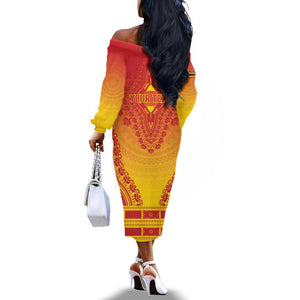 Personalized Afro Zimbabwe Off The Shoulder Long Sleeve Dress African Dashiki Style - African Pride