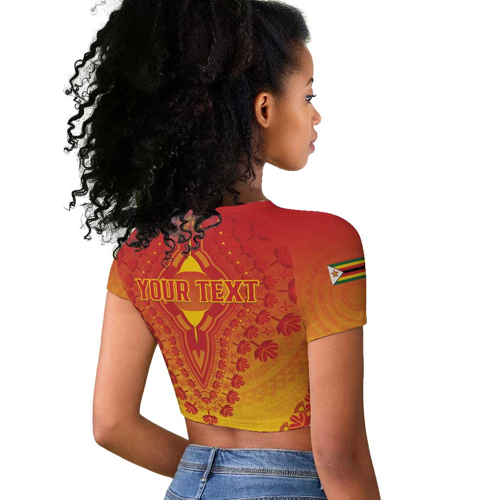 Personalized Afro Zimbabwe Raglan Cropped T shirt African Dashiki Style - African Pride