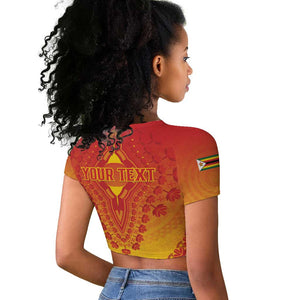 Personalized Afro Zimbabwe Raglan Cropped T shirt African Dashiki Style - African Pride