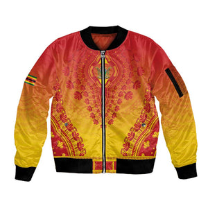 Personalized Afro Zimbabwe Sleeve Zip Bomber Jacket African Dashiki Style - African Pride