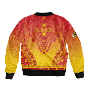 Personalized Afro Zimbabwe Sleeve Zip Bomber Jacket African Dashiki Style - African Pride