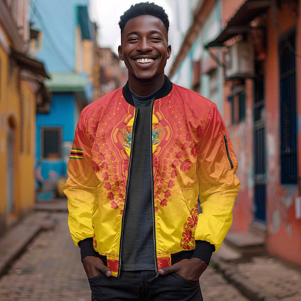 Personalized Afro Zimbabwe Sleeve Zip Bomber Jacket African Dashiki Style - African Pride