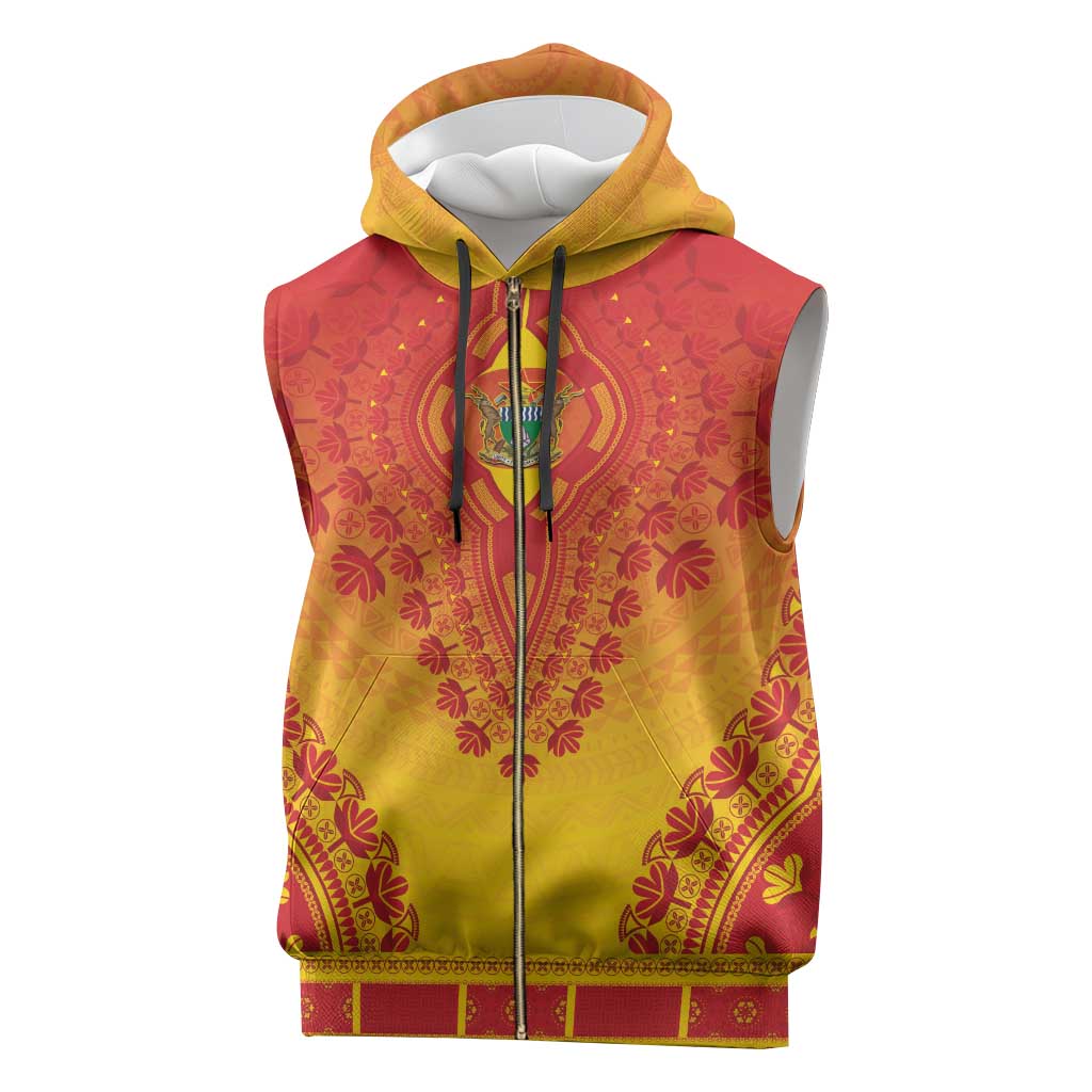 Personalized Afro Zimbabwe Sleeveless Zip Hoodie African Dashiki Style - African Pride