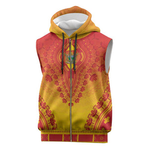 Personalized Afro Zimbabwe Sleeveless Zip Hoodie African Dashiki Style - African Pride