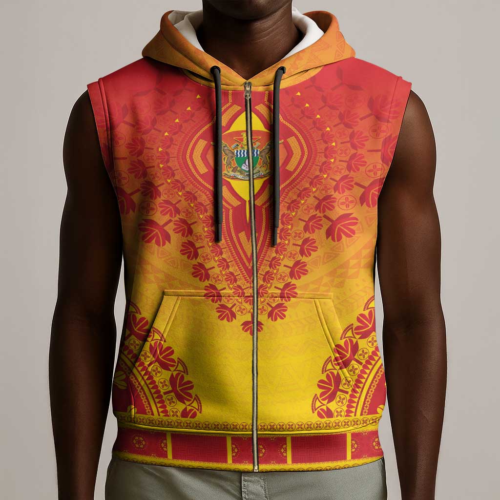 Personalized Afro Zimbabwe Sleeveless Zip Hoodie African Dashiki Style - African Pride