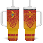 Personalized Afro Zimbabwe Tumbler With Handle African Dashiki Style - African Pride