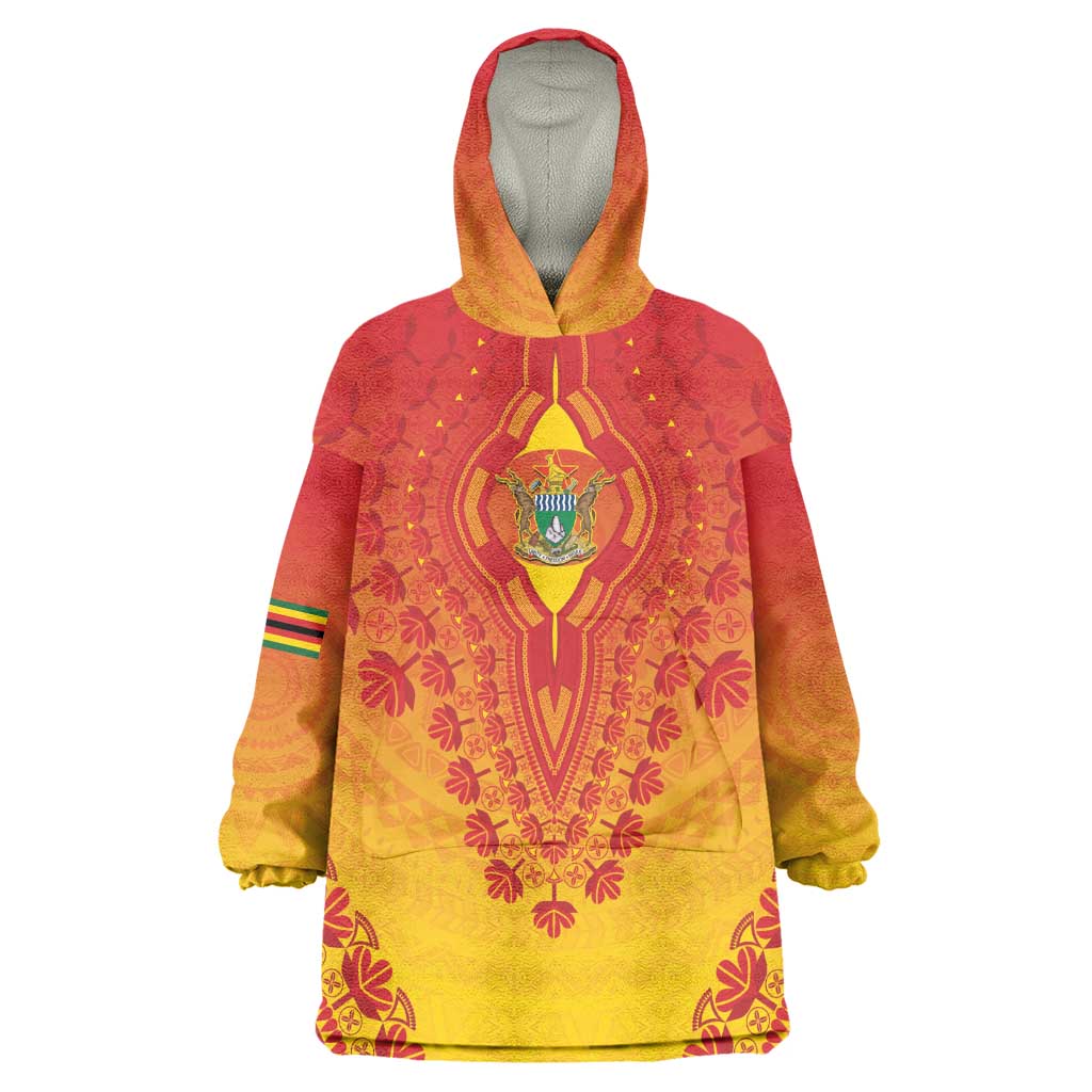 Personalized Afro Zimbabwe Wearable Blanket Hoodie African Dashiki Style - African Pride