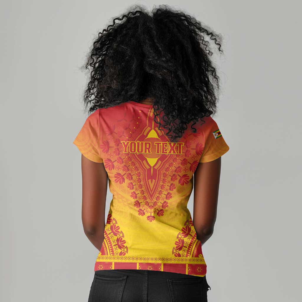 Personalized Afro Zimbabwe Women V-Neck T-Shirt African Dashiki Style - African Pride