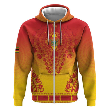 Personalized Afro Zimbabwe Zip Hoodie African Dashiki Style - African Pride