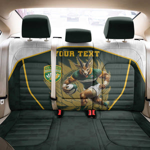 South Africa Rugby Personalised Back Car Seat Cover Springboks Mascot With King Protea -  African Pattern