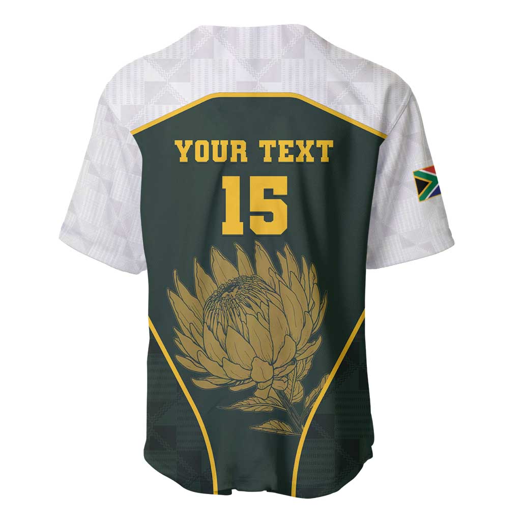 South Africa Rugby Personalised Baseball Jersey Springboks Mascot With King Protea -  African Pattern