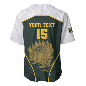 South Africa Rugby Personalised Baseball Jersey Springboks Mascot With King Protea -  African Pattern