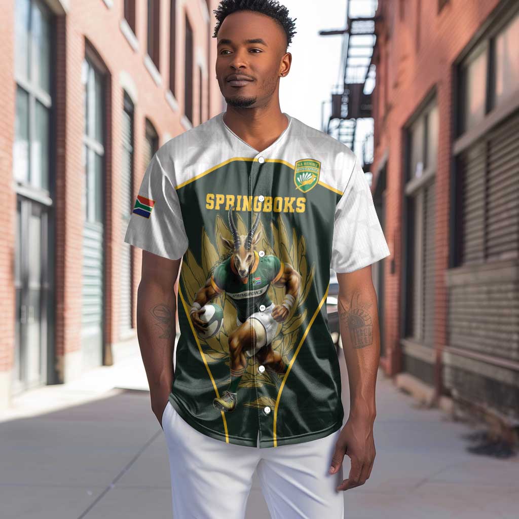 South Africa Rugby Personalised Baseball Jersey Springboks Mascot With King Protea -  African Pattern
