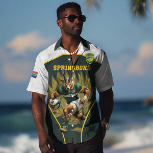 South Africa Rugby Personalised Hawaiian Shirt Springboks Mascot With King Protea -  African Pattern