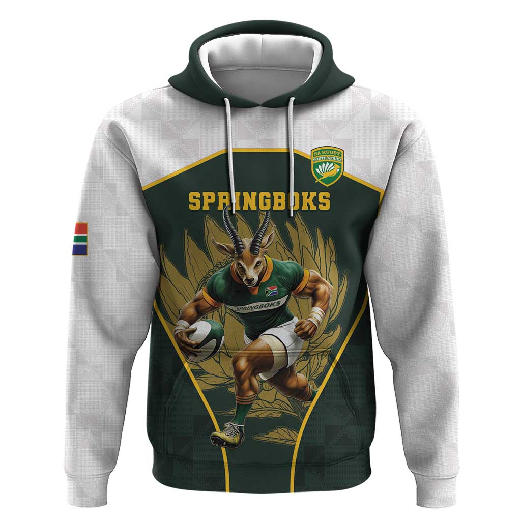 Springbok Rugby Repeated Pattern South Africa Rugby Personalised Hoodie Springboks Mascot With King ...