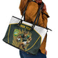 South Africa Rugby Personalised Leather Tote Bag Springboks Mascot With King Protea -  African Pattern