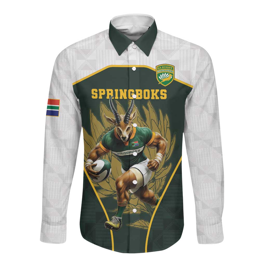 Button Rugby Printed South Africa Rugby Personalised Long Sleeve Button Shirt Springboks ...