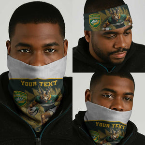 South Africa Rugby Personalised Neck Gaiter Springboks Mascot King Protea -  African Pattern LT15