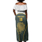 South Africa Rugby Personalised Off Shoulder Maxi Dress Springboks Mascot With King Protea -  African Pattern