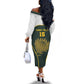South Africa Rugby Personalised Off The Shoulder Long Sleeve Dress Springboks Mascot With King Protea -  African Pattern
