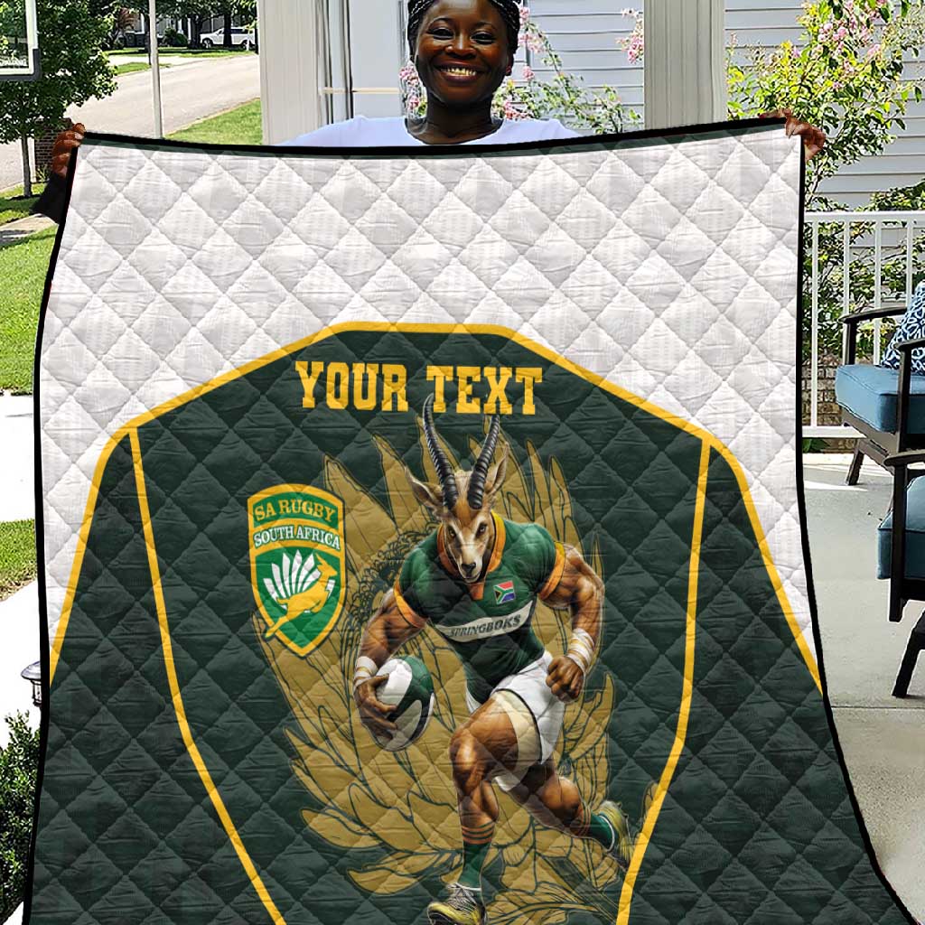 Springboks Pattern South Africa Rugby Personalised Quilt Springboks Mascot With King ...