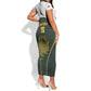 South Africa Rugby Personalised Short Sleeve Bodycon Dress Springboks Mascot With King Protea - African Pattern LT15