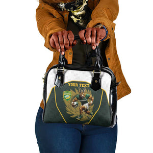 South Africa Rugby Personalised Shoulder Handbag Springboks Mascot With King Protea -  African Pattern