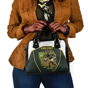 South Africa Rugby Personalised Shoulder Handbag Springboks Mascot With King Protea -  African Pattern