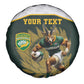 South Africa Rugby Personalised Spare Tire Cover Springboks Mascot With King Protea -  African Pattern