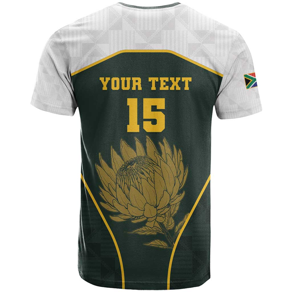South Africa Rugby Personalised T shirt Springboks Mascot With King Protea -  African Pattern