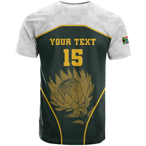 South Africa Rugby Personalised T shirt Springboks Mascot With King Protea -  African Pattern