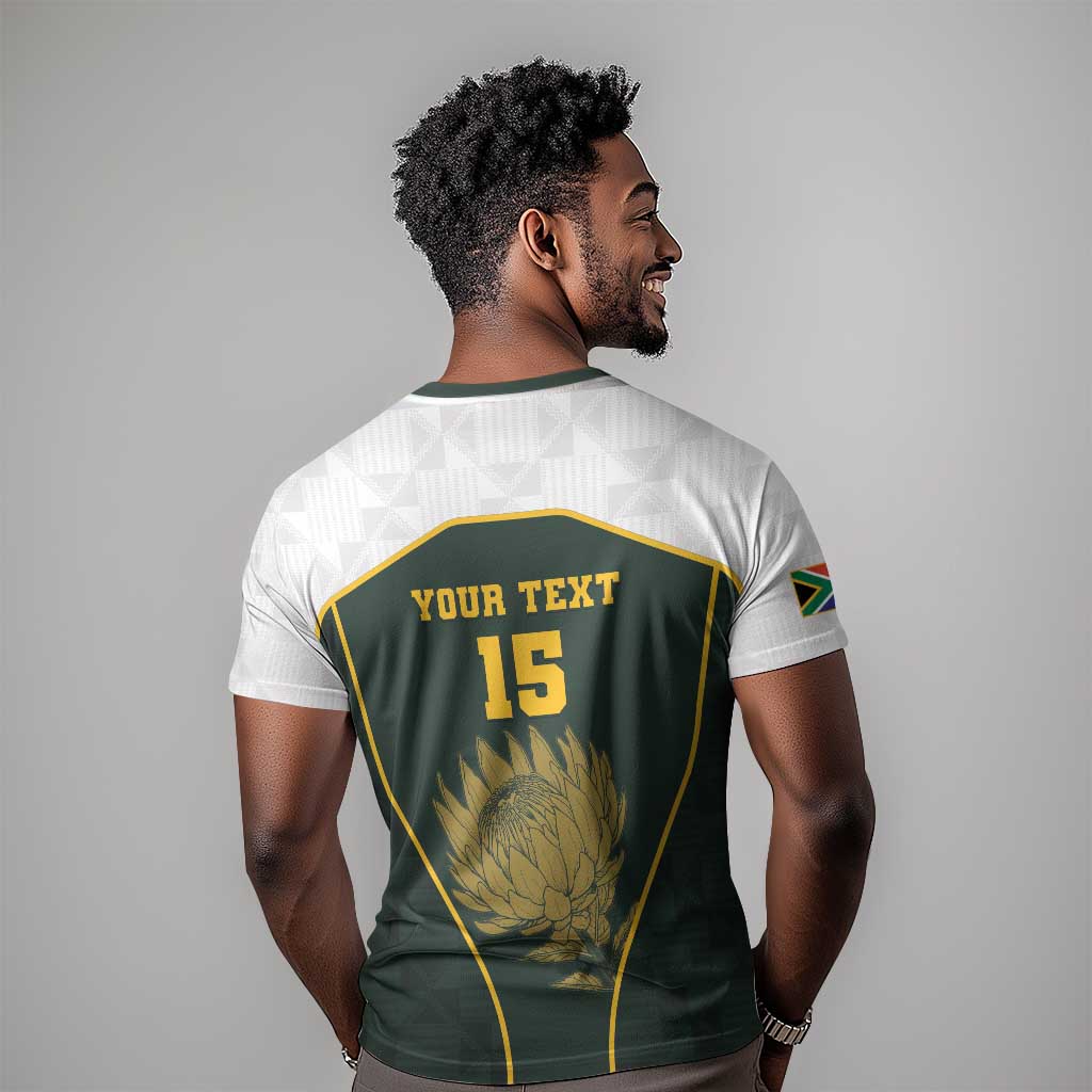 South Africa Rugby Personalised T shirt Springboks Mascot With King Protea -  African Pattern
