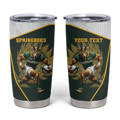 South Africa Rugby Personalised Tumbler Cup Springboks Mascot With King Protea -  African Pattern