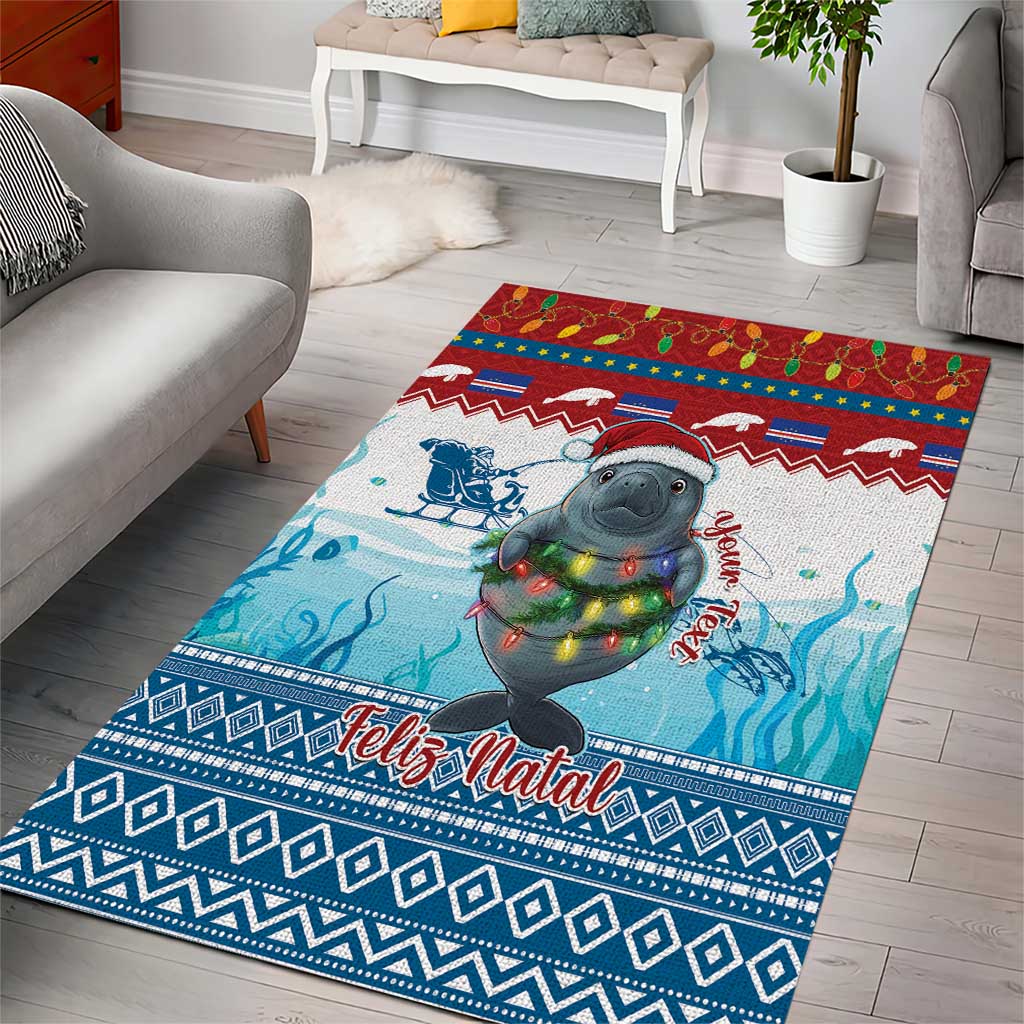 Personalised Cape Verde Christmas Area Rug Manatee Feliz Natal