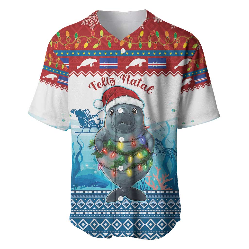 Personalised Cape Verde Christmas Baseball Jersey Manatee Feliz Natal