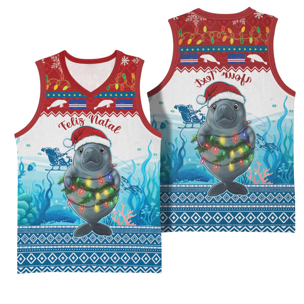 Personalised Cape Verde Christmas Basketball Jersey Manatee Feliz Natal - African Pride