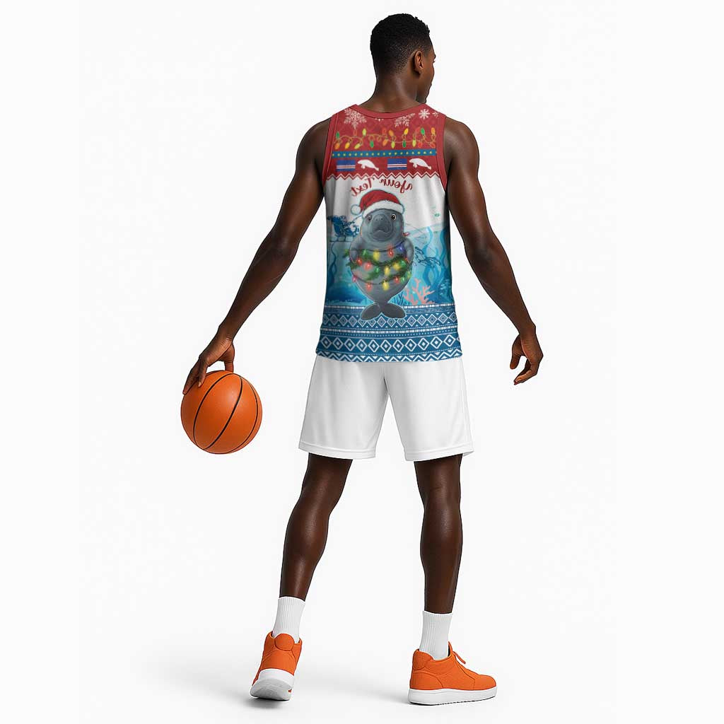 Personalised Cape Verde Christmas Basketball Jersey Manatee Feliz Natal - African Pride
