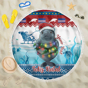 Personalised Cape Verde Christmas Beach Blanket Manatee Feliz Natal