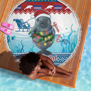 Personalised Cape Verde Christmas Beach Blanket Manatee Feliz Natal